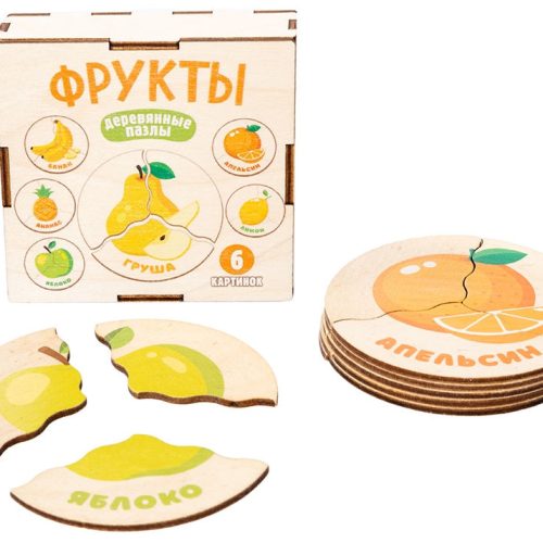Пазл деревянный 'Фрукты' (6 картинок)