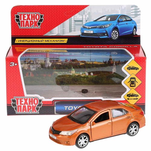 Машина металл TOYOTA COROLLA,12см,открыв.двери,инерц,золотой