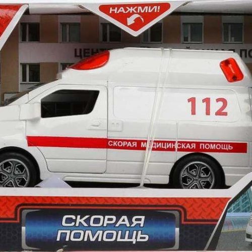 Машина пластик свет-звук СКОРАЯ 12,5 см, откр.двери, инерц.