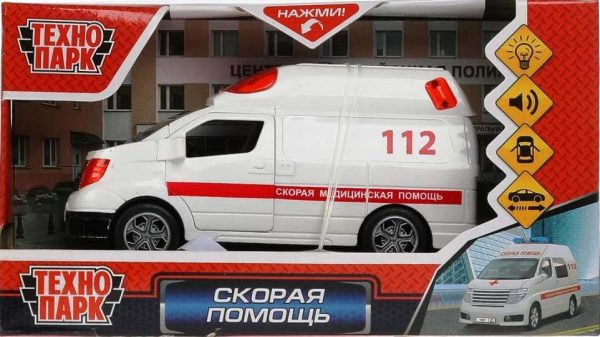 132030.jpg Машина пластик свет-звук СКОРАЯ 12,5 см, откр.двери, инерц.