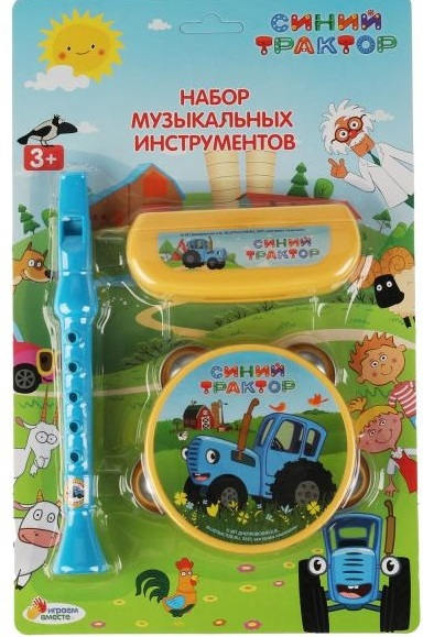 Набор музыкальных инструментов Синий ТРАКТОР блист.20,5*29,2