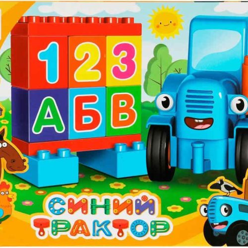 150863.jpg Конструктор большие кубики: СИНИЙ ТРАКТОР, 14 дет.