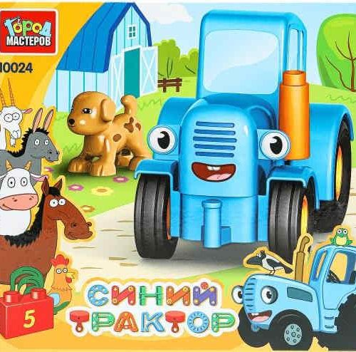 164808.jpg Конструктор большие кубики: СИНИЙ ТРАКТОР с собакой, 5 дет