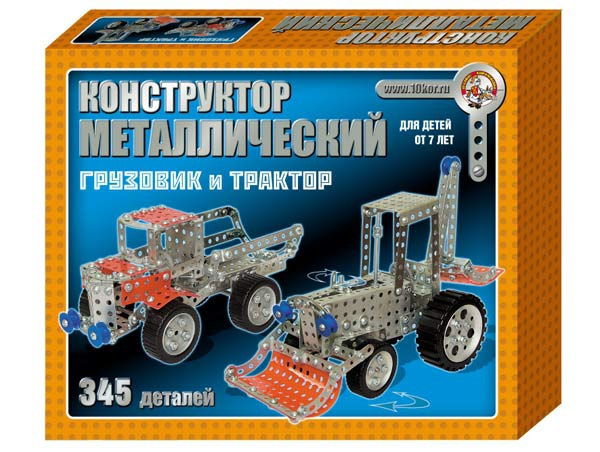 38623.jpg Конструктор металлический 'Грузовик и трактор' 345 деталей