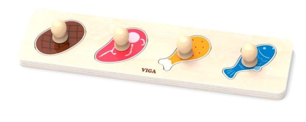 Пазл-вкладыш 'Мясо и рыба' (4 детали)