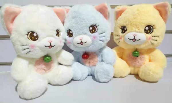Мягкая игрушка Котик с бубенчиком, 23см, 3 цвета
